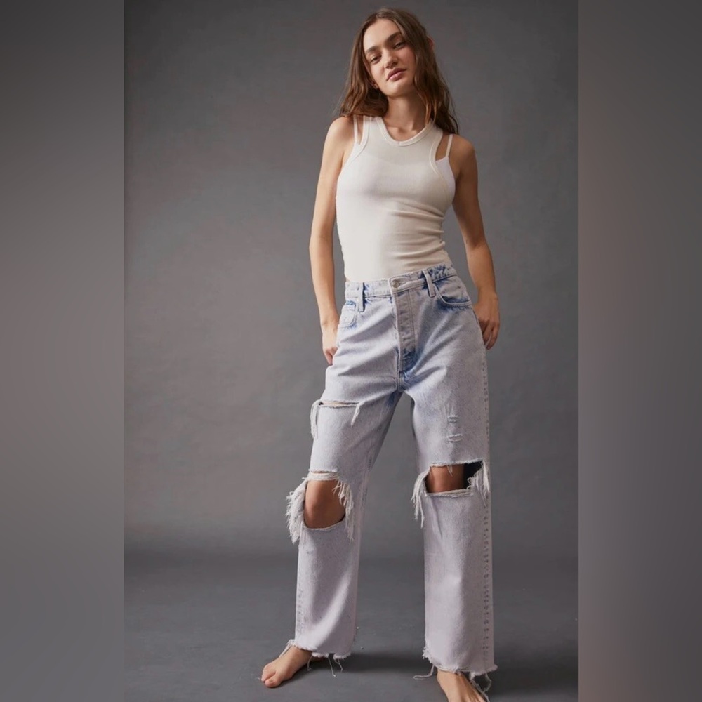 88-Free People Tapered Baggy Boyfriend in Purple Rock